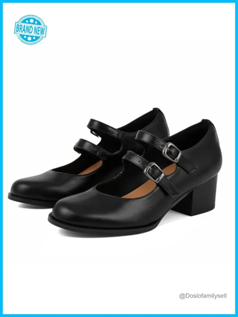 Womens Mary Jane Pumps Chunky Block Heels Round Toe Buckle Strap Retro